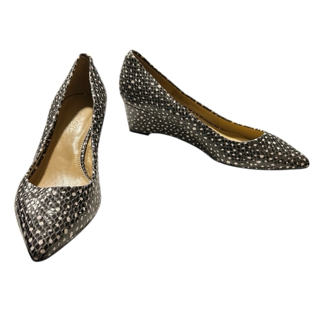Talbots Whitney Wedge Shoes Size 7 | Snake Embossed Leather Pointed Toe NWT
